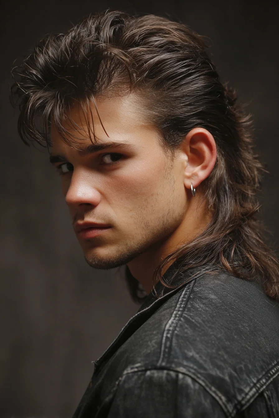 Modern Textured Mullet for Men — Voluminous Top with Tapered Sides