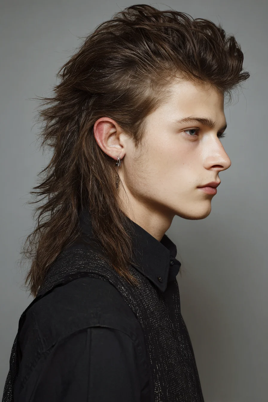 Modern Textured Mullet — Voluminous Mens Hairstyle with Tapered Sides