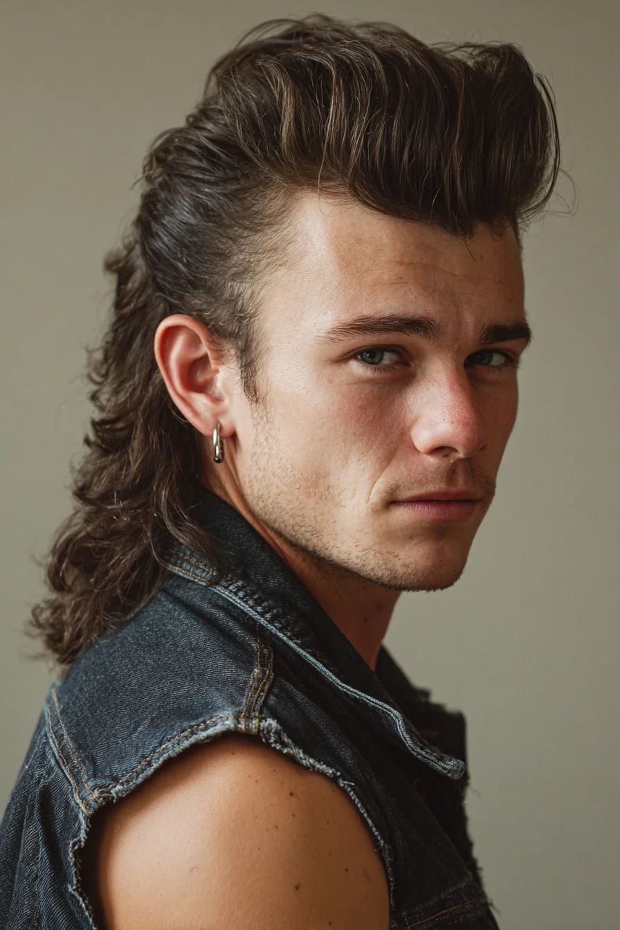 Modern Textured Mullet with Pompadour for Men