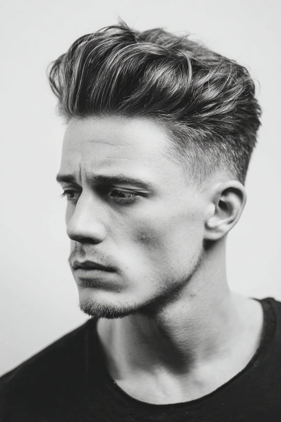 Modern Textured Pompadour with Taper Fade