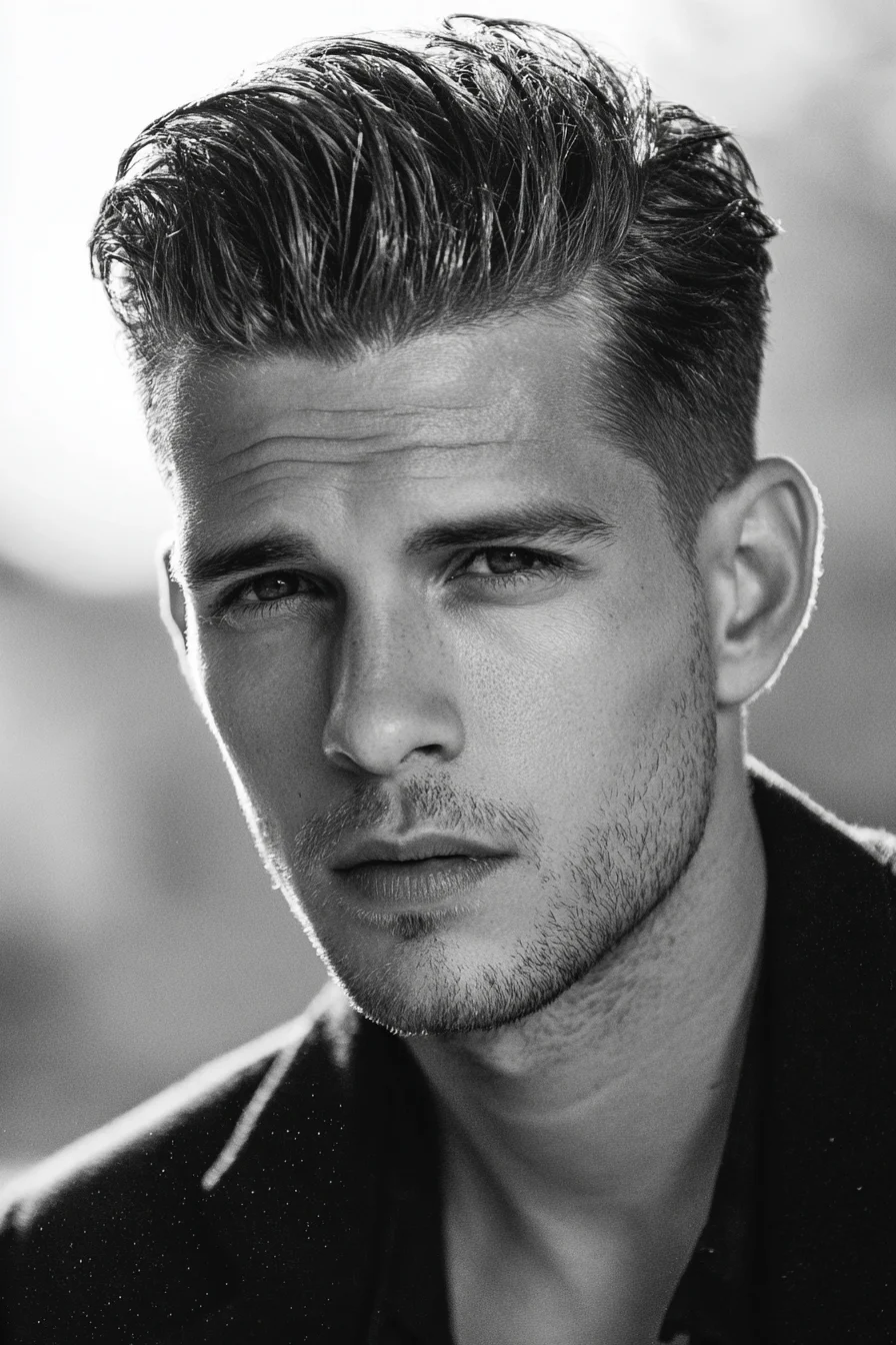 Modern Textured Pompadour with Tapered Sides
