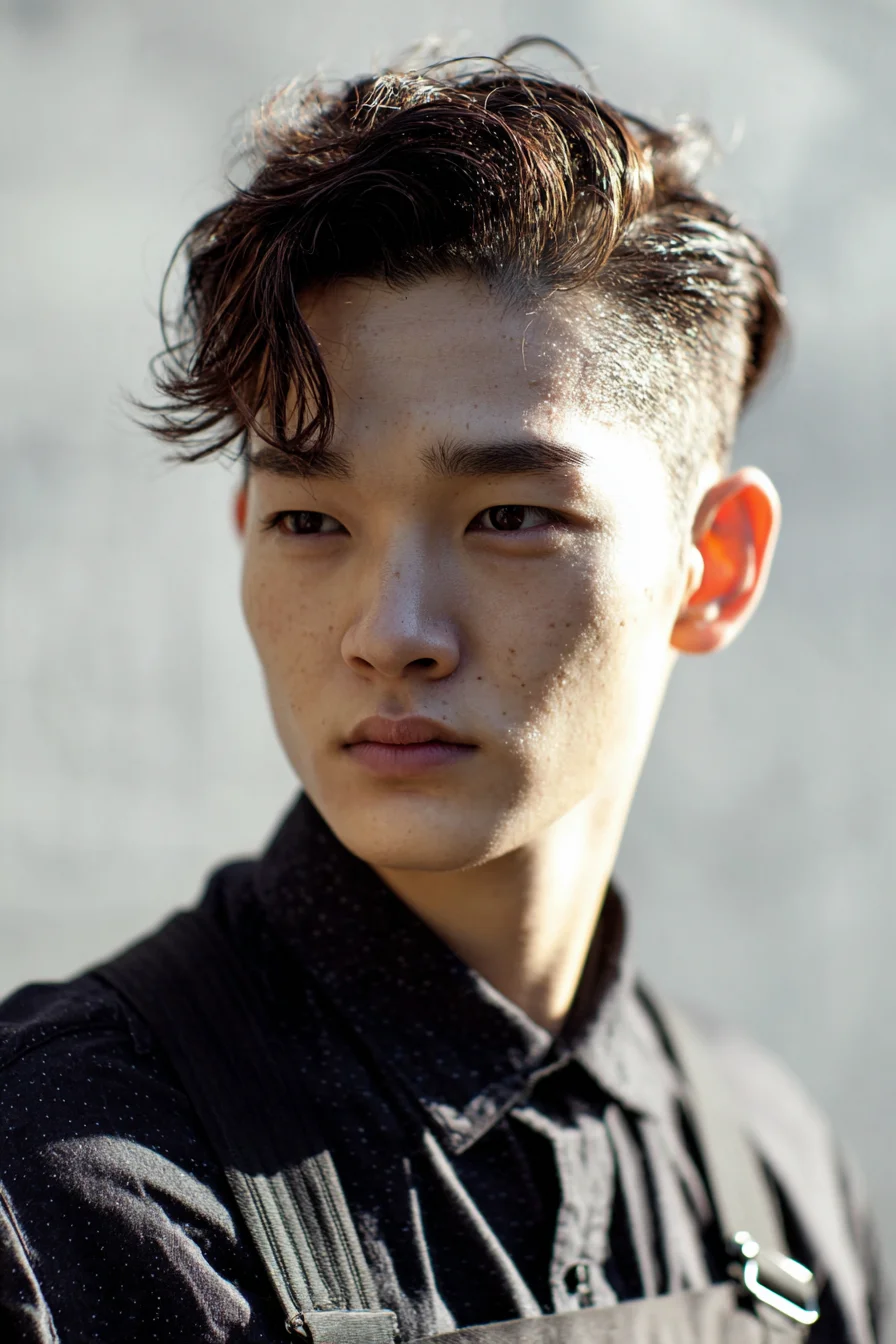 Modern Textured Top with Tapered Sides — Mens Wavy Fringe Hairstyle