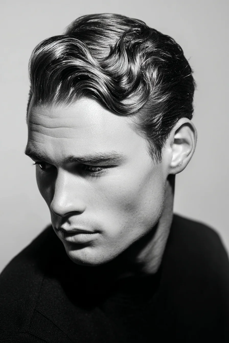 Sculpted Vintage Wave Pompadour for Men