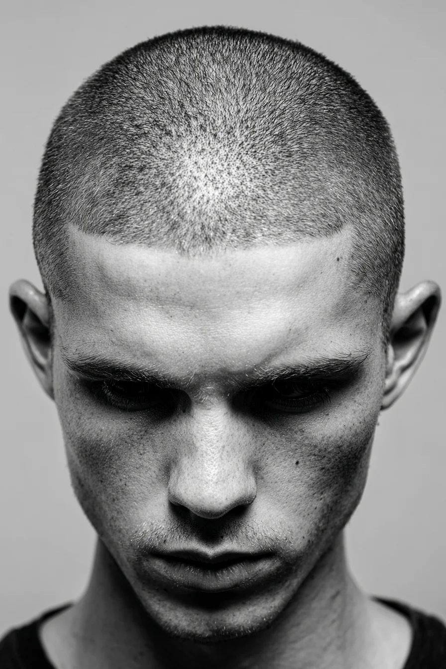 Short Buzz Cut with Clean Line-Up – Mens Military Crop