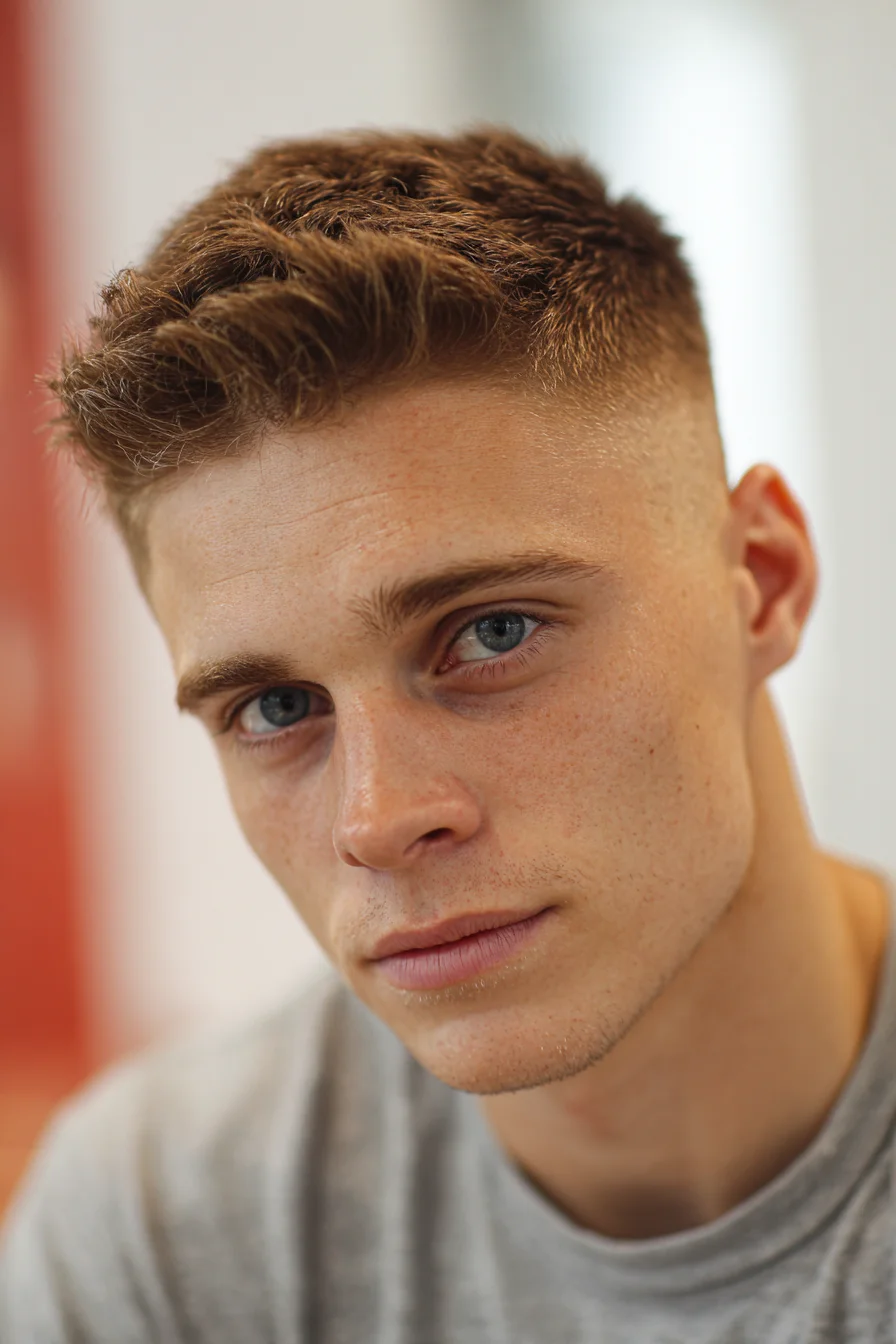 Short Textured Crop with High Skin Fade for Men