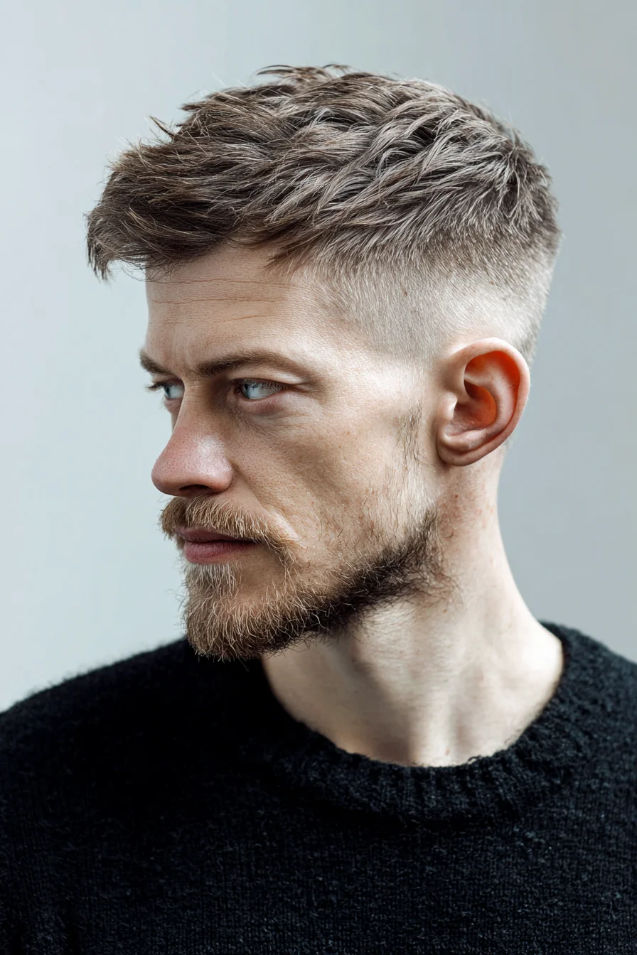 Short Textured Crop with Mid Fade for Men
