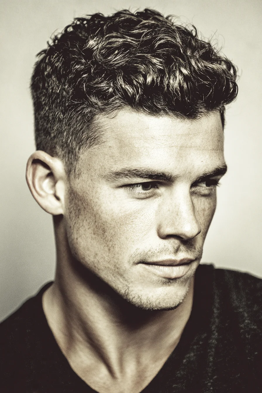 Short Textured Crop with Mid Fade — Modern Mens Wavy Top