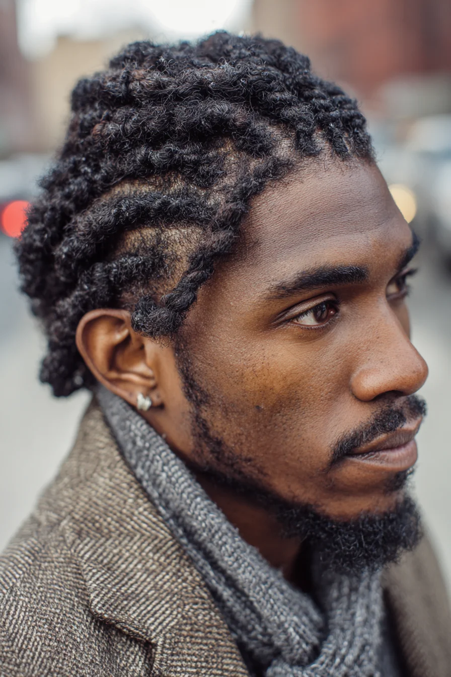 Short Textured Two-Strand Twists for Men