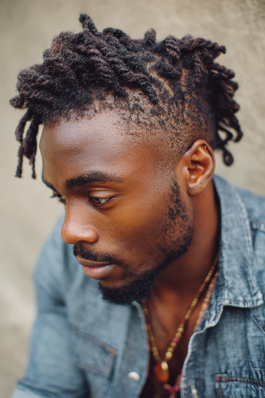 Short Two-Strand Twists with Low Fade — Mens Textured Twist Hairstyle