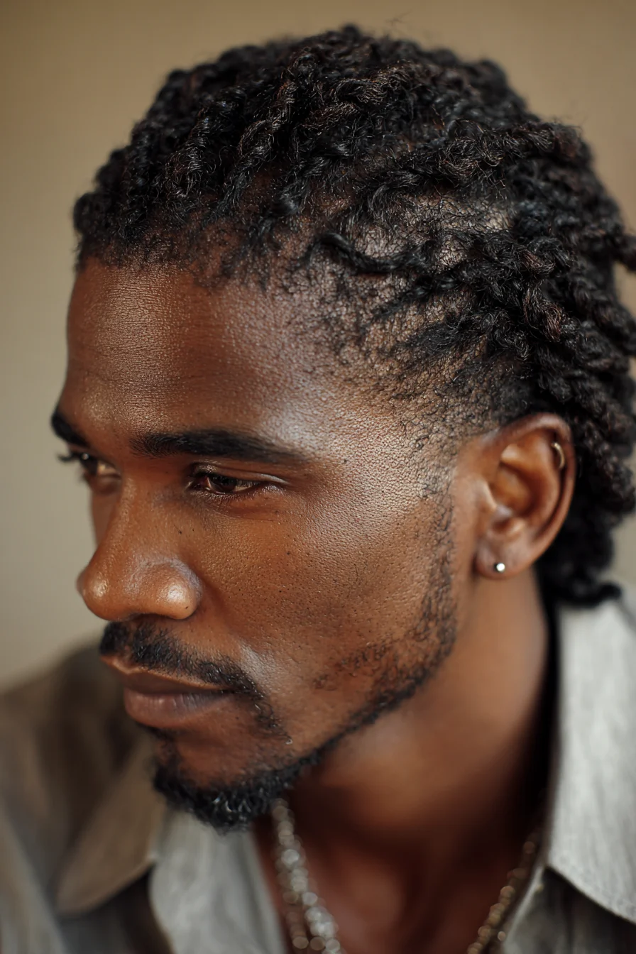 Short Two‑Strand Twists with Tapered Sides — Textured Mens Twist Hairstyle