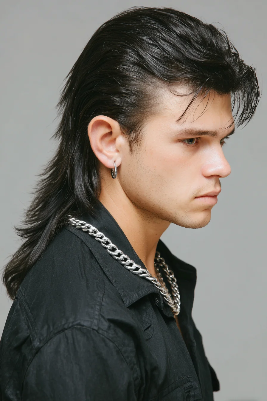 Slicked-Back Modern Mullet — Textured Mens Hairstyle