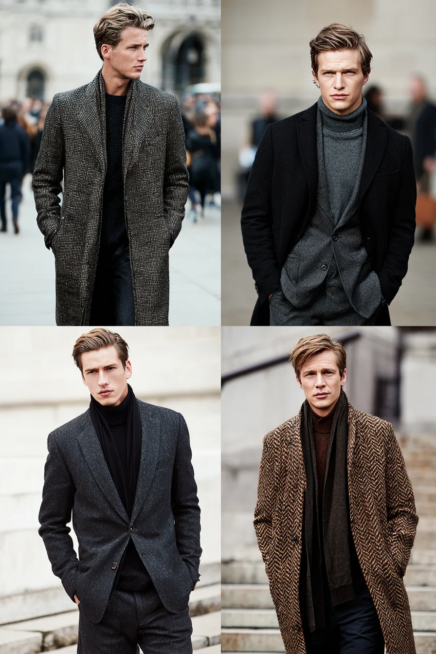Smart Winter Layering: Tailored Coats, Turtlenecks & Textured Overcoats