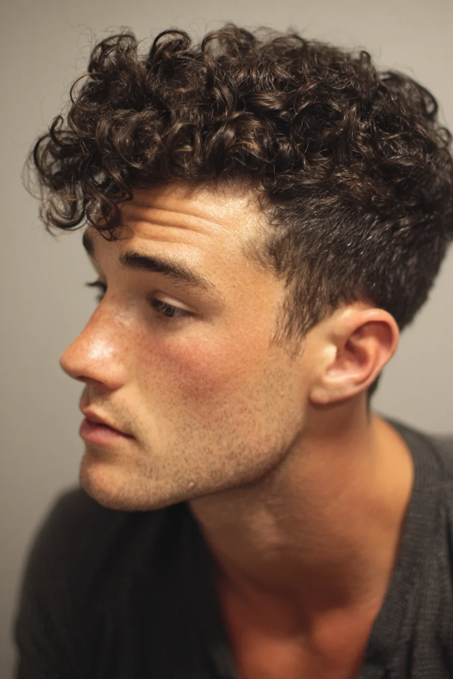 Tapered Sides with Textured Curly Top — Modern Mens Short Curly Hairstyle