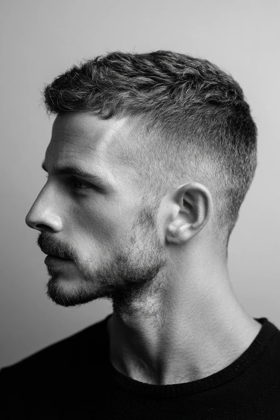 Textured Crop Fade: Short Sides with Tousled Top for Men