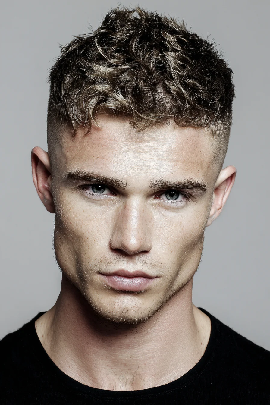 Textured Crop with High Skin Fade — Modern Mens Short Tousled Hairstyle