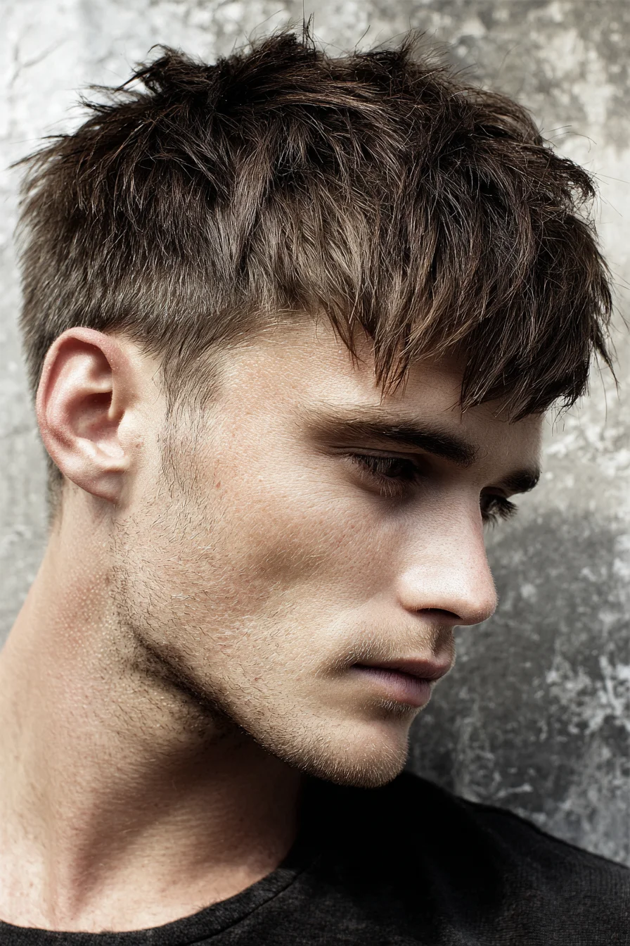 Textured Crop with Messy Fringe — Short Sides and Tousled Top for Men