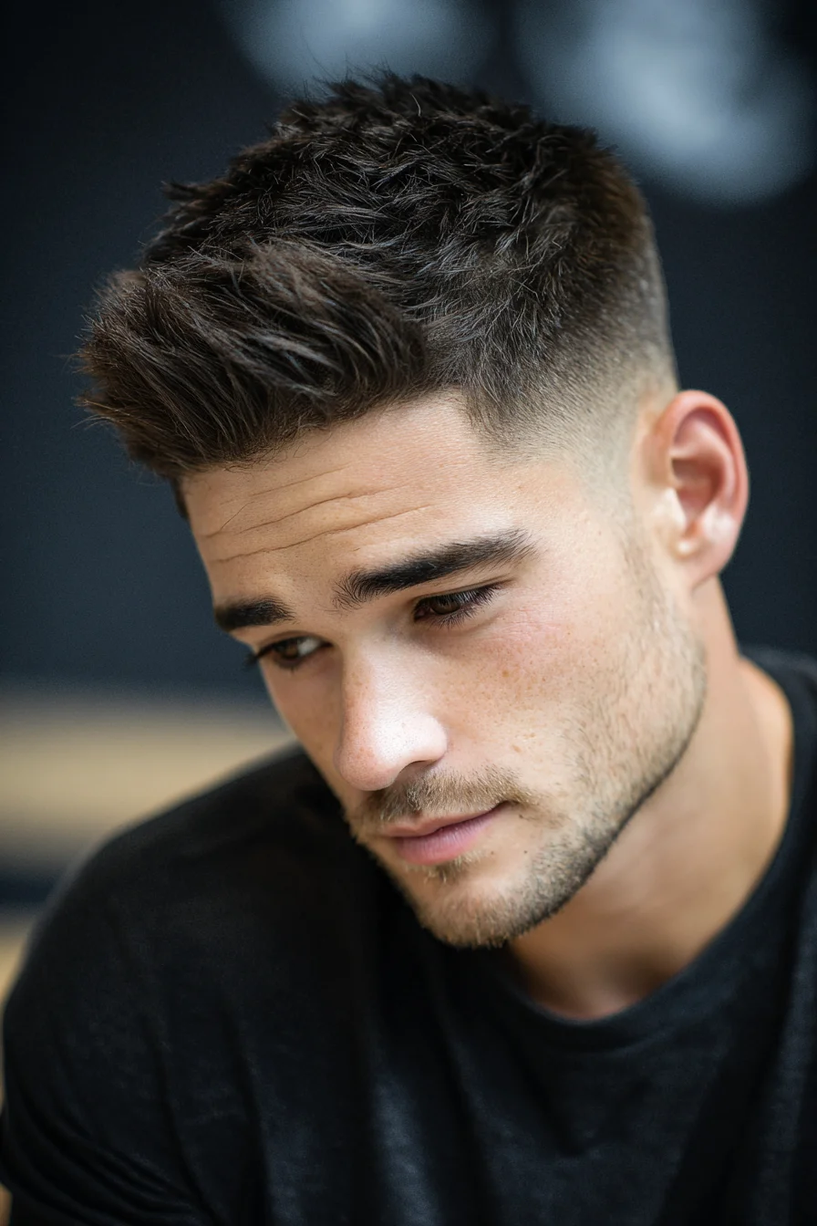 Textured Crop with Mid Skin Fade — Mens Short Textured Hairstyle