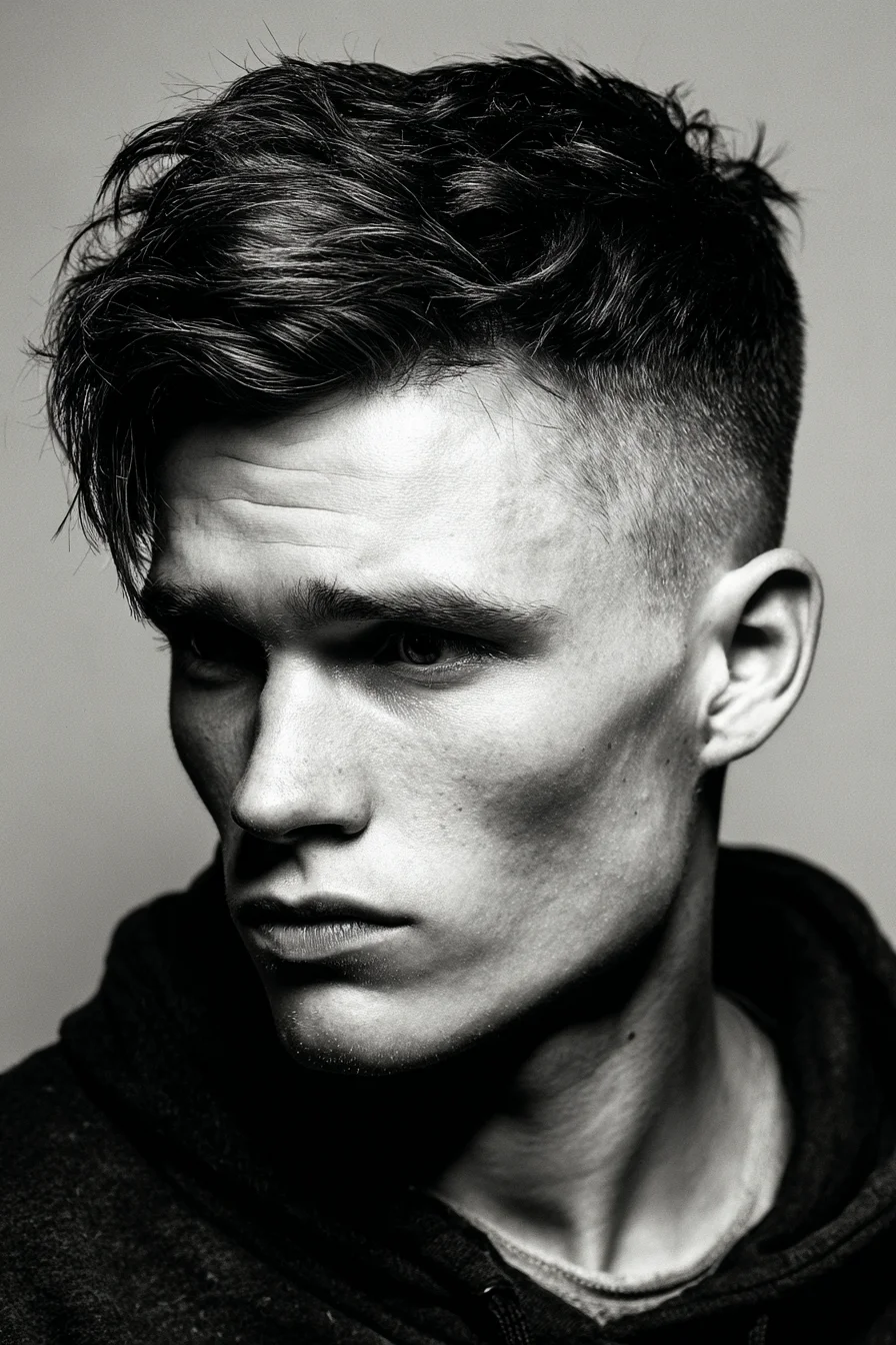 Textured Crop with Skin Fade — Modern Mens Short Fringe Hairstyle