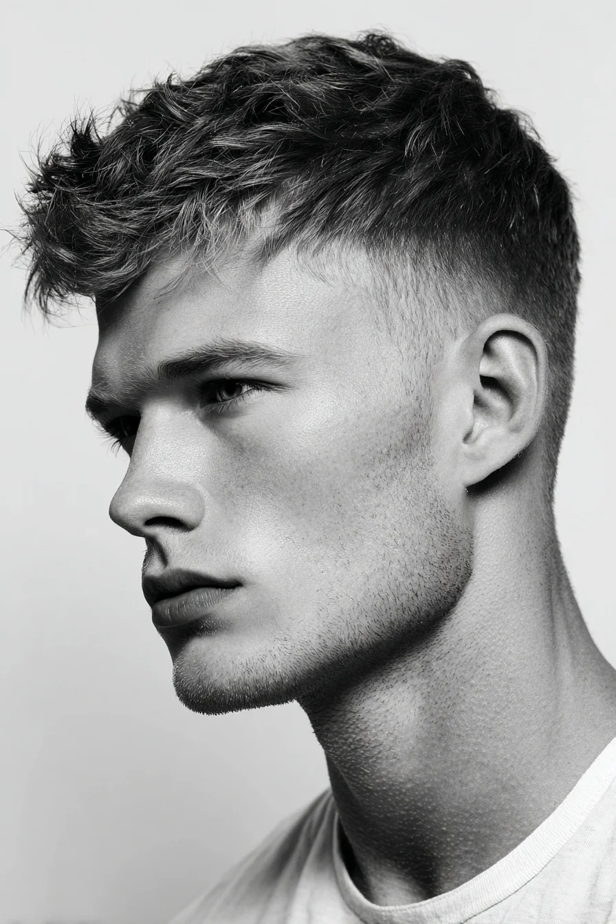 Textured Cropped Fringe with Low Fade — Modern Men’s Short Hairstyle