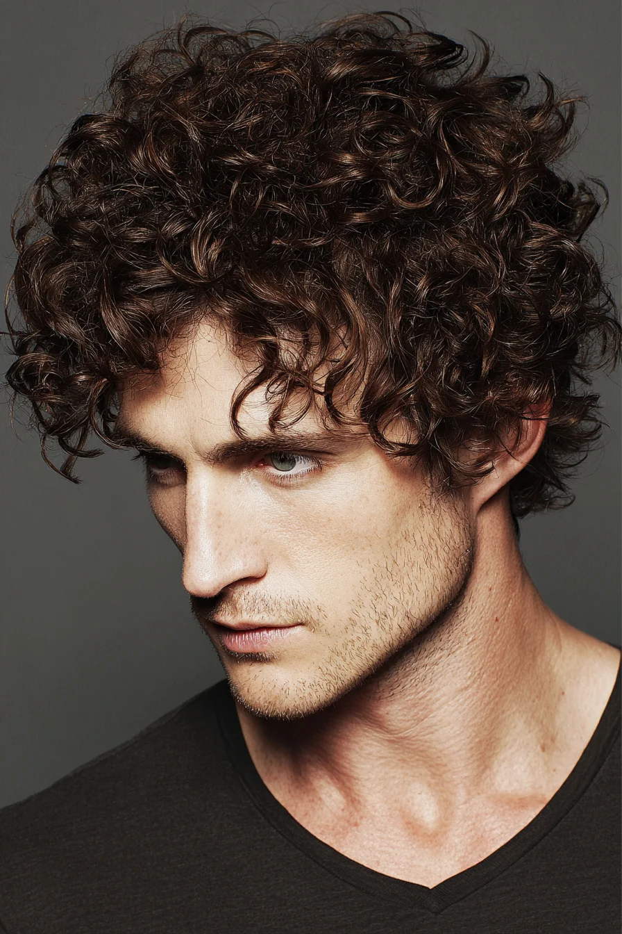 Textured Curly Crop for Men — Natural Medium-Length Curly Hair