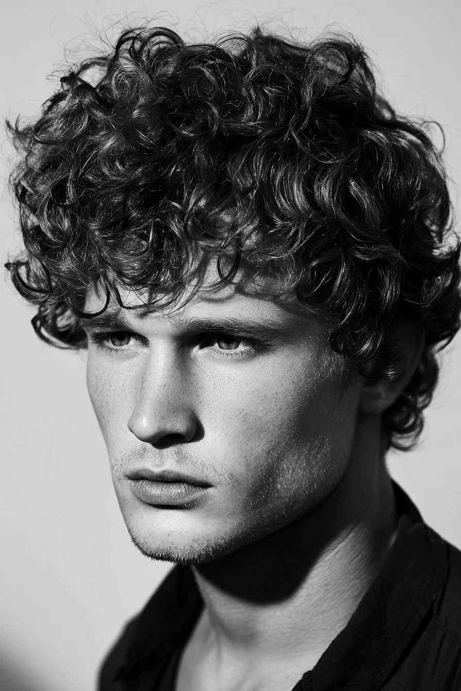 Textured Curly Crop for Men — Natural Volume with Fringe