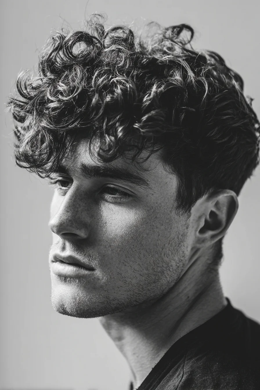 Textured Curly Crop for Men — Short Sides with Voluminous Top