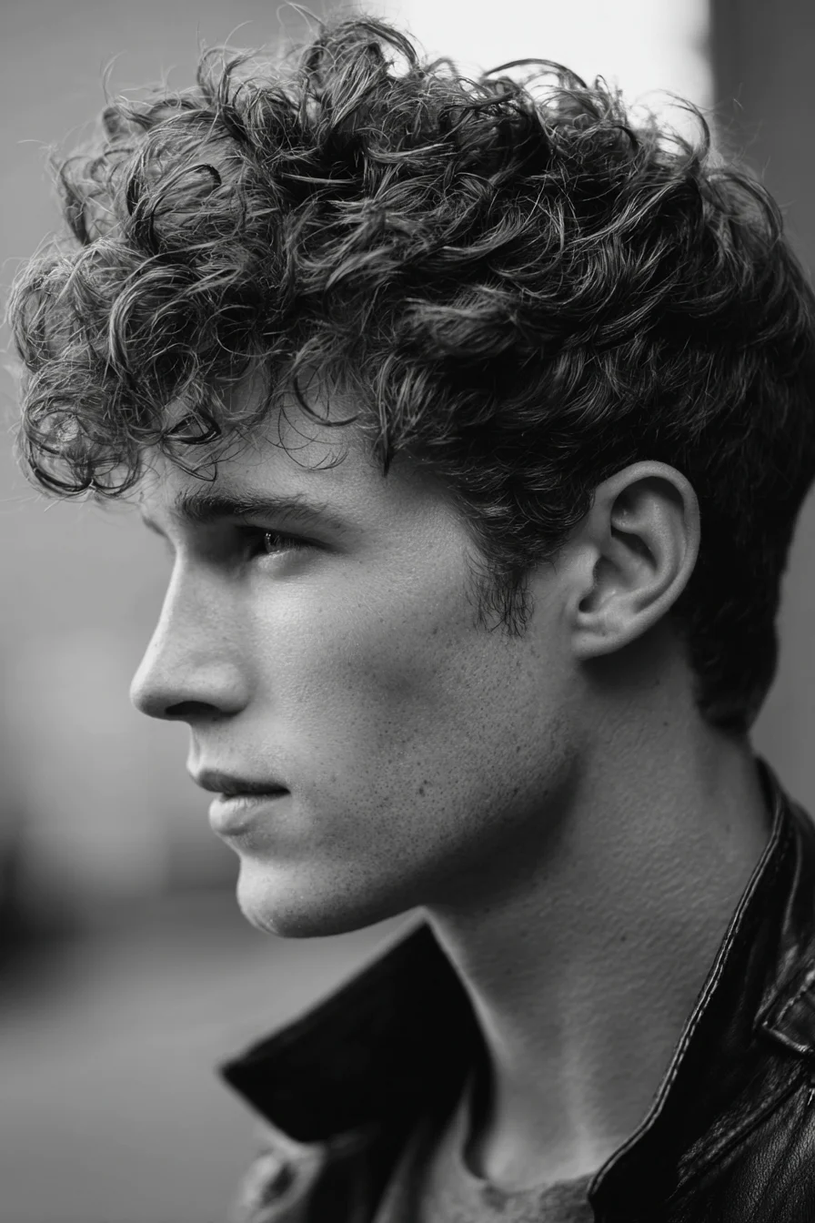 Textured Curly Crop for Men — Tapered Sides & Voluminous Top