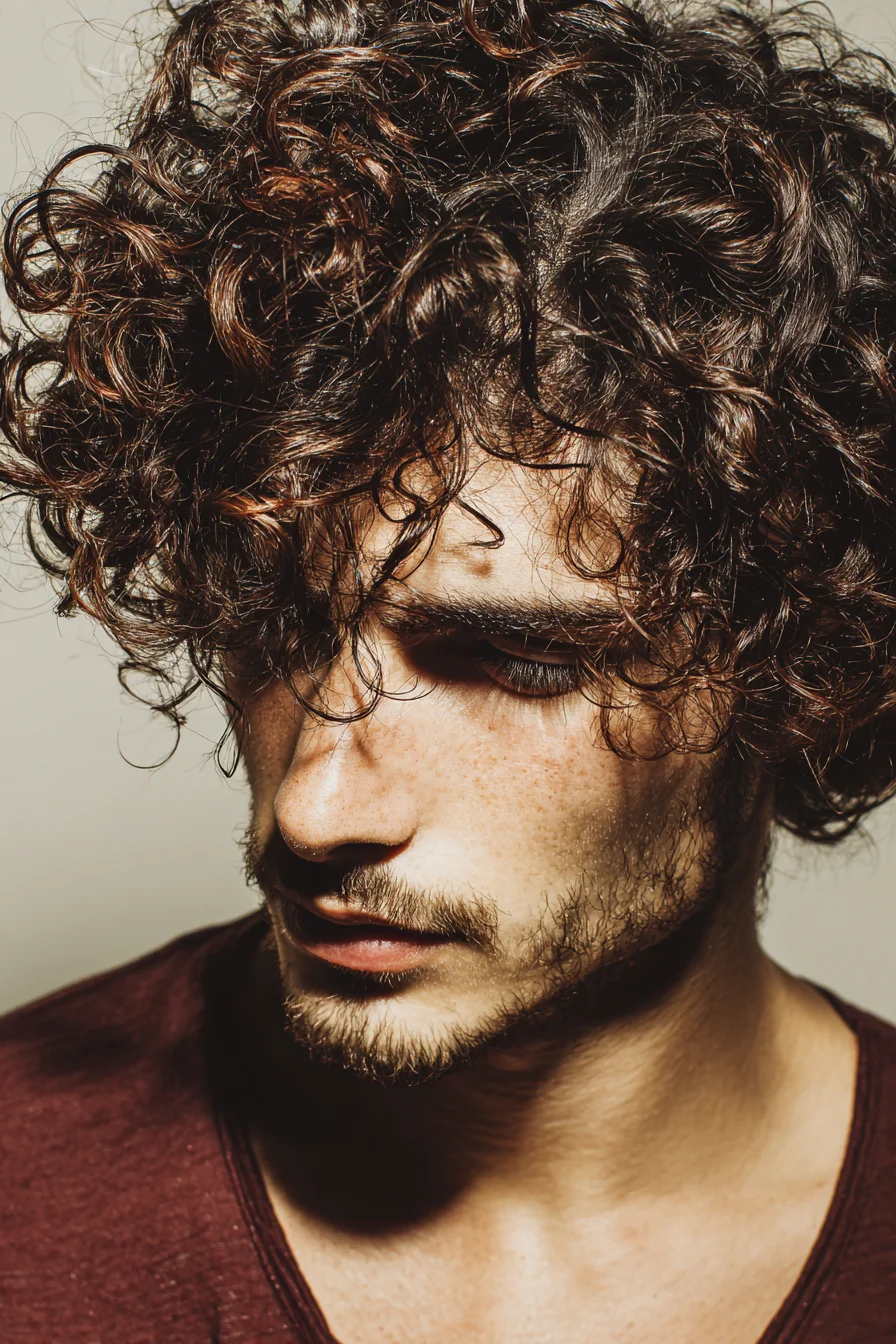 Textured Curly Crop for Men — Tousled Short-to-Medium Curly Hairstyle