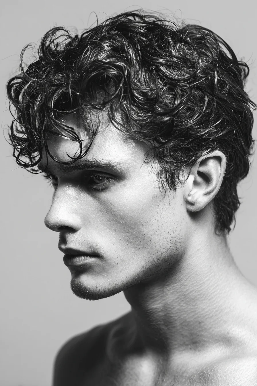 Textured Curly Crop — Modern Medium-Length Mens Hairstyle
