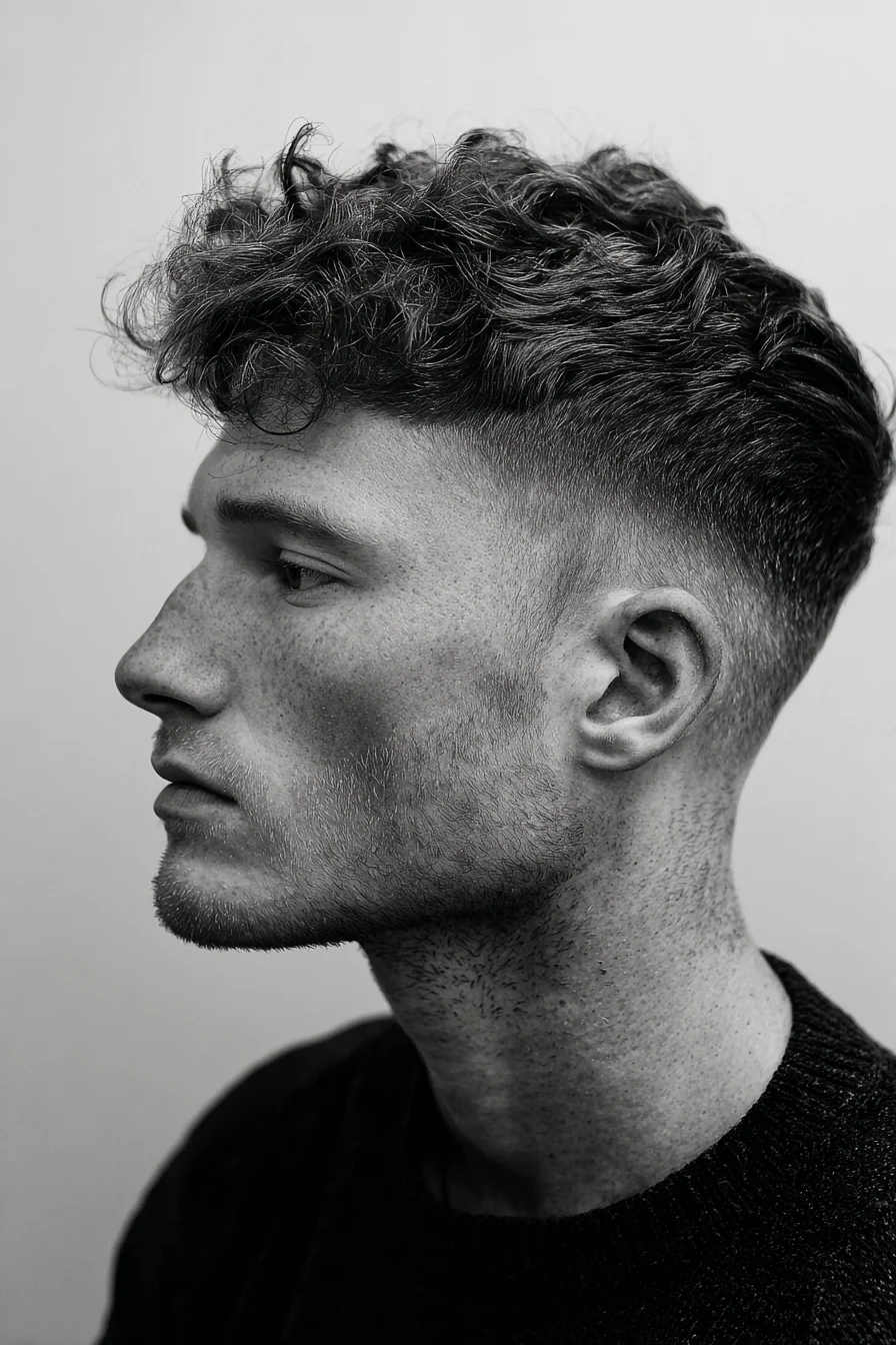 Textured Curly Crop with Low Fade