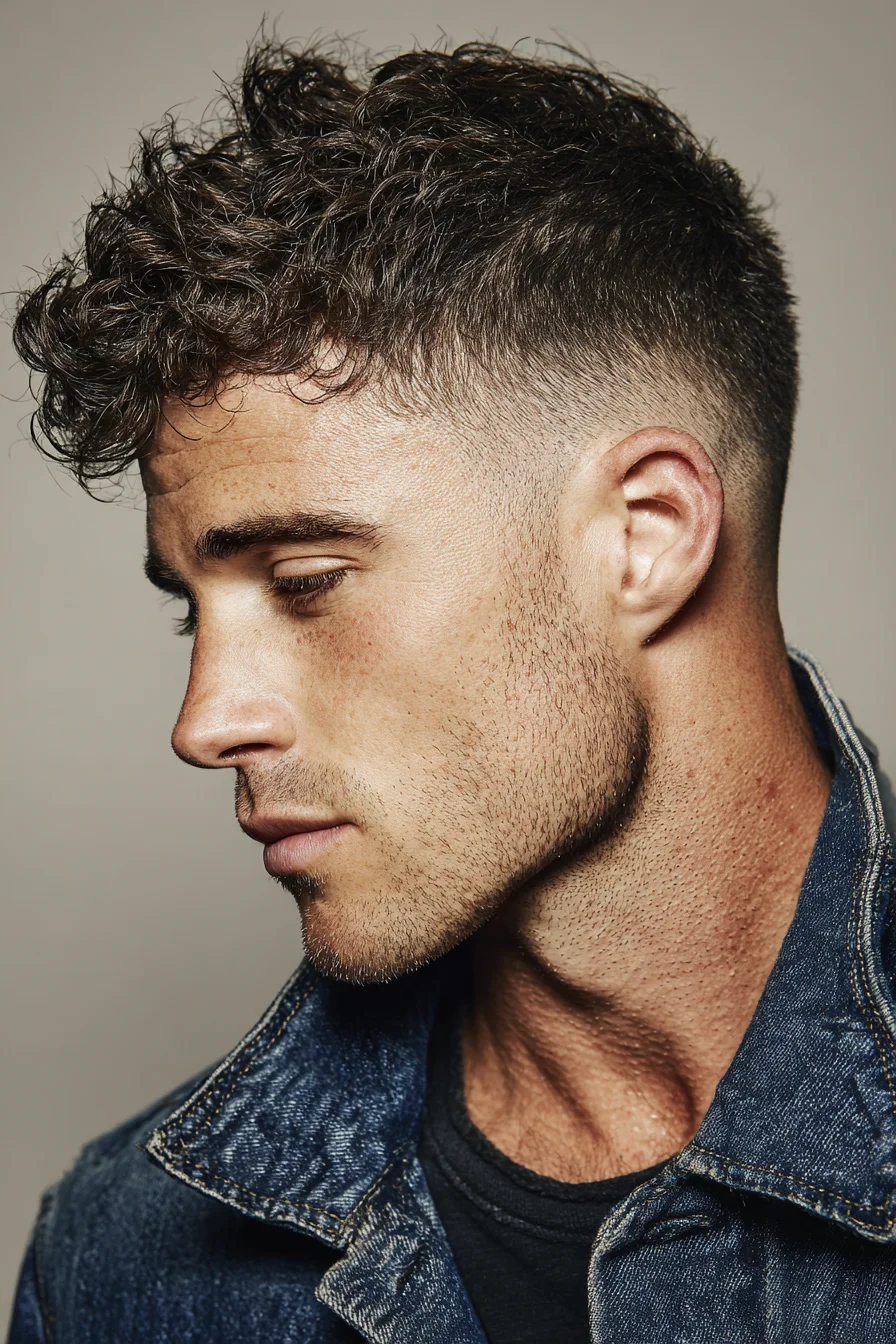 Textured Curly Crop with Low Skin Fade — Modern Mens Short Hairstyle