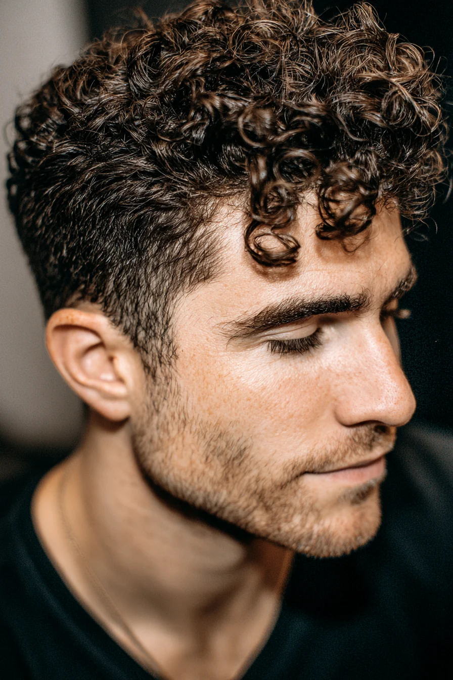 Textured Curly Crop with Low Taper Fade - Mens Curly Hairstyle