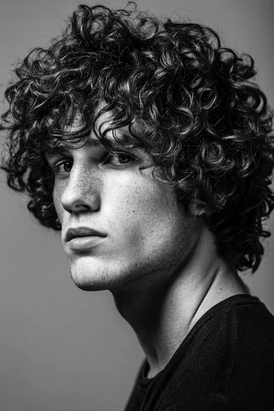 Textured Curly Crop with Natural Fringe for Men