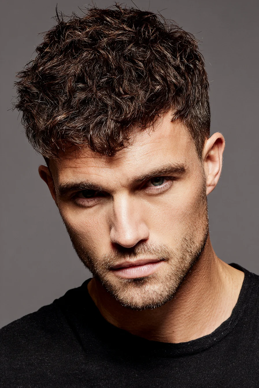 Textured Curly Crop with Short Taper — Modern Mens Fringe