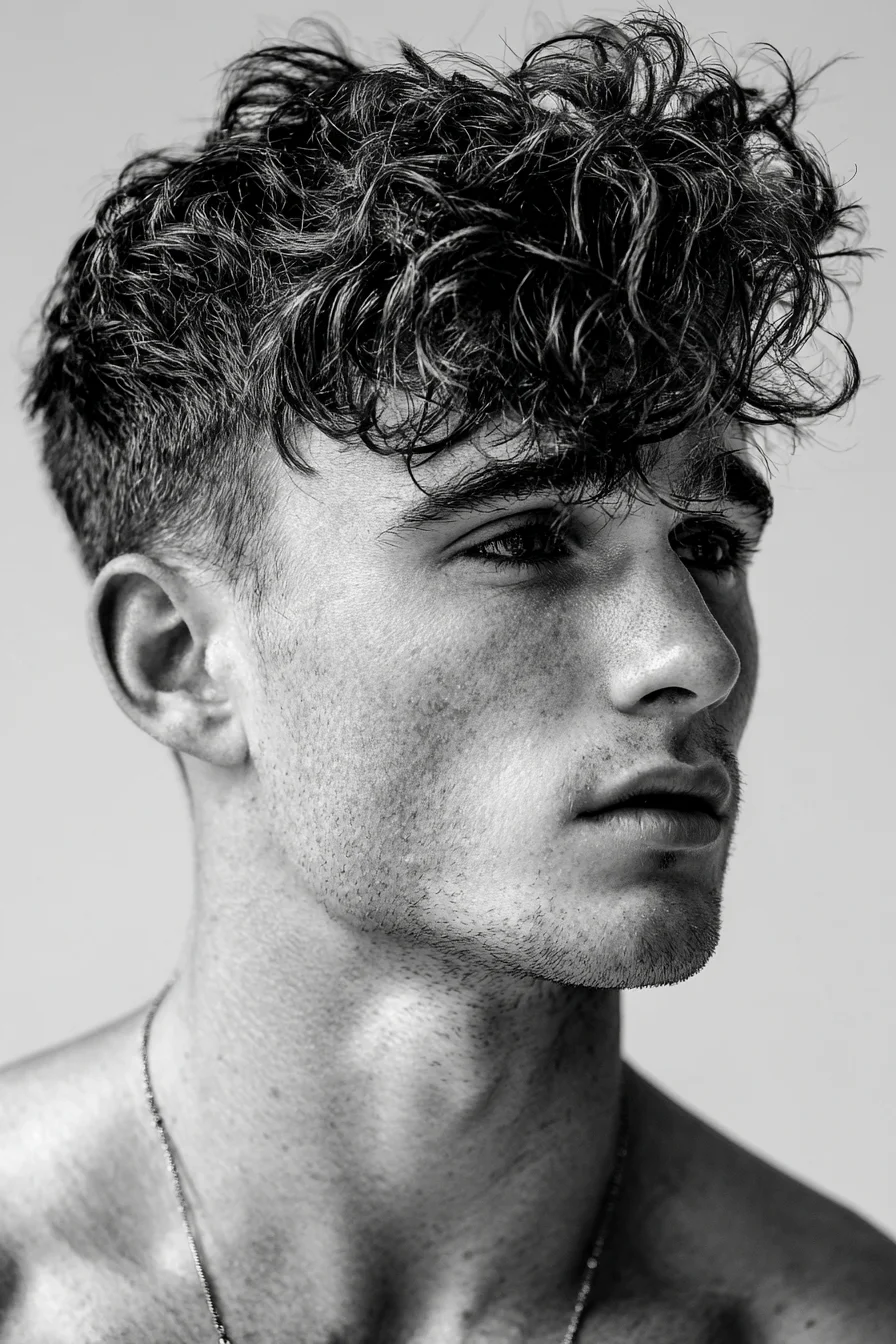 Textured Curly Crop with Short Tapered Sides