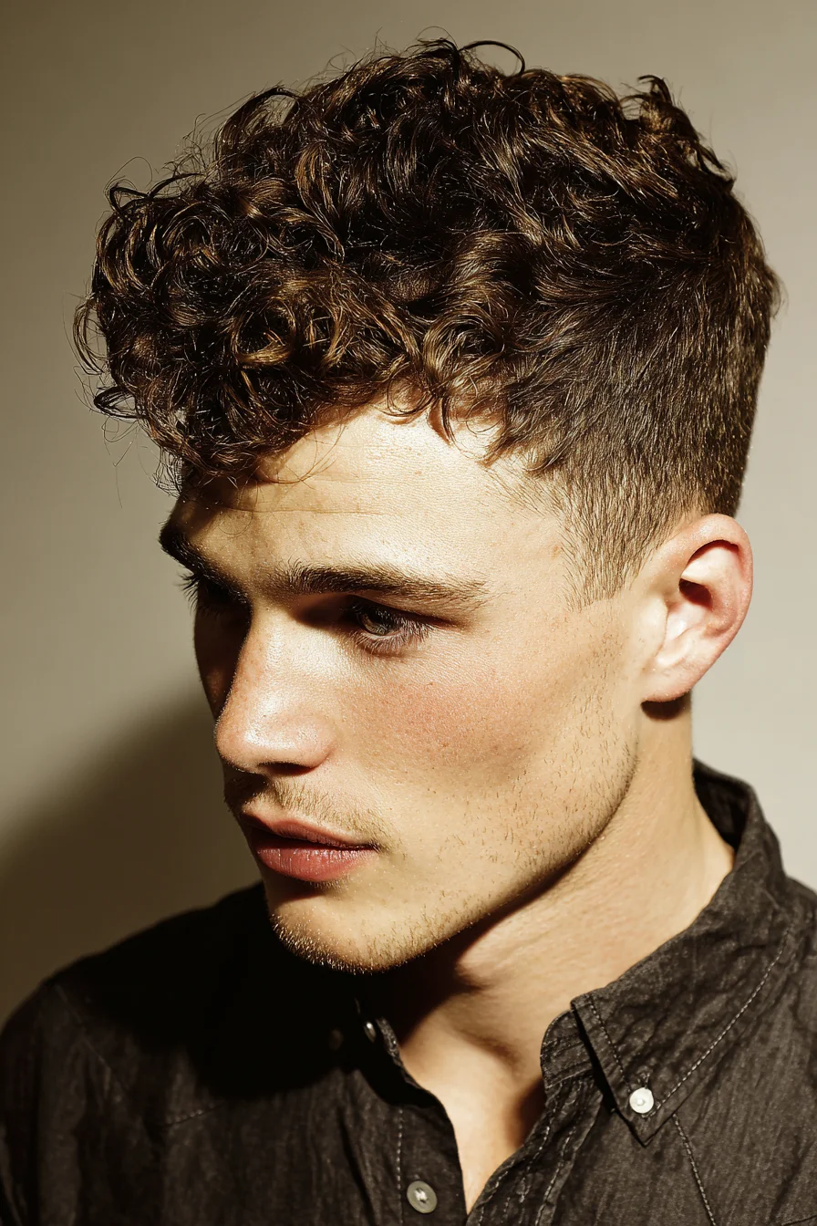Textured Curly Crop with Tapered Sides