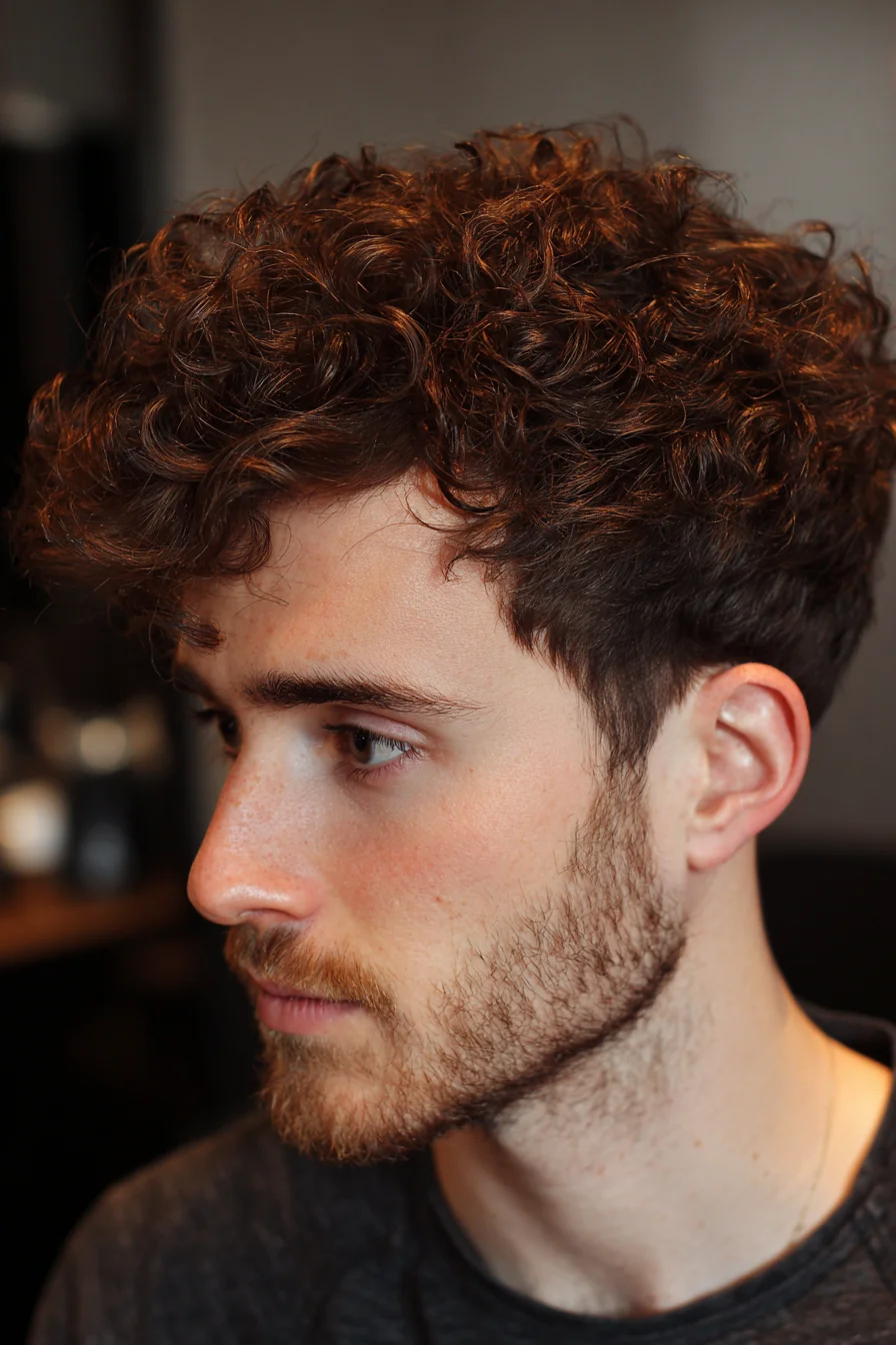 Textured Curly Crop with Tapered Sides for Men
