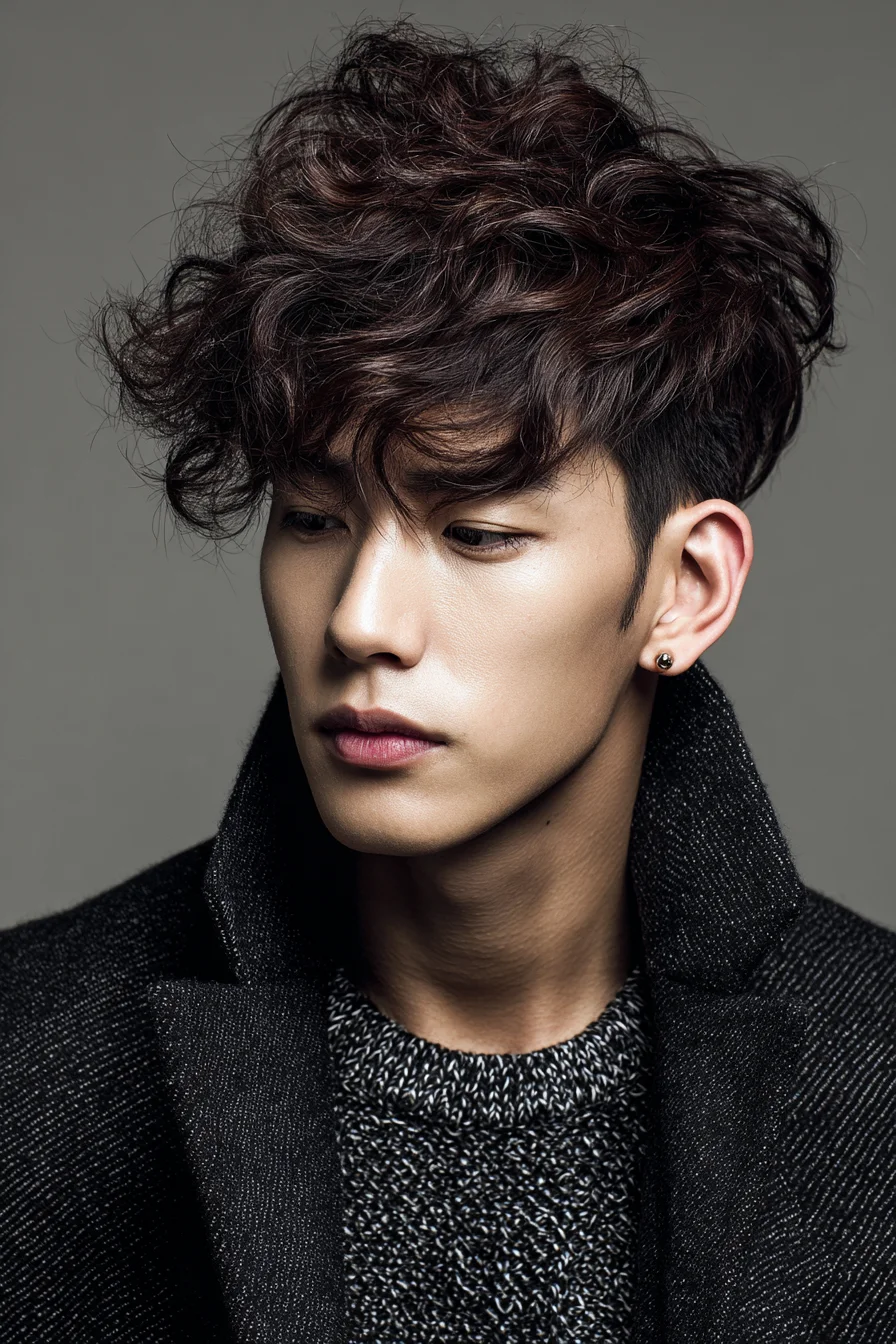 Textured Curly Crop with Tapered Sides for Men