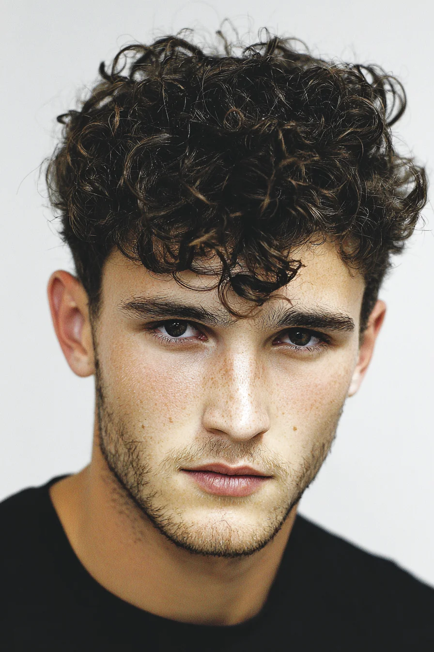 Textured Curly Crop with Tapered Sides for Men