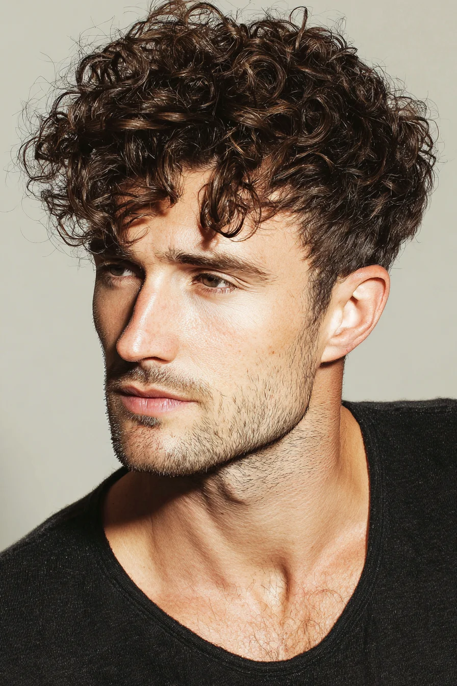 Textured Curly Crop with Tapered Sides – Mens Curly Hairstyle