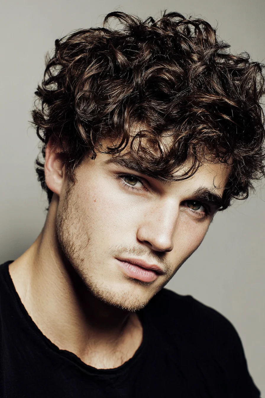 Textured Curly Crop with Tousled Fringe — Mens Medium-Length Hairstyle