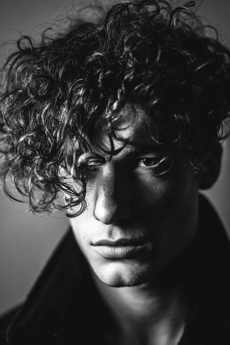Textured Curly Fringe for Men — Medium-Length Natural Curls