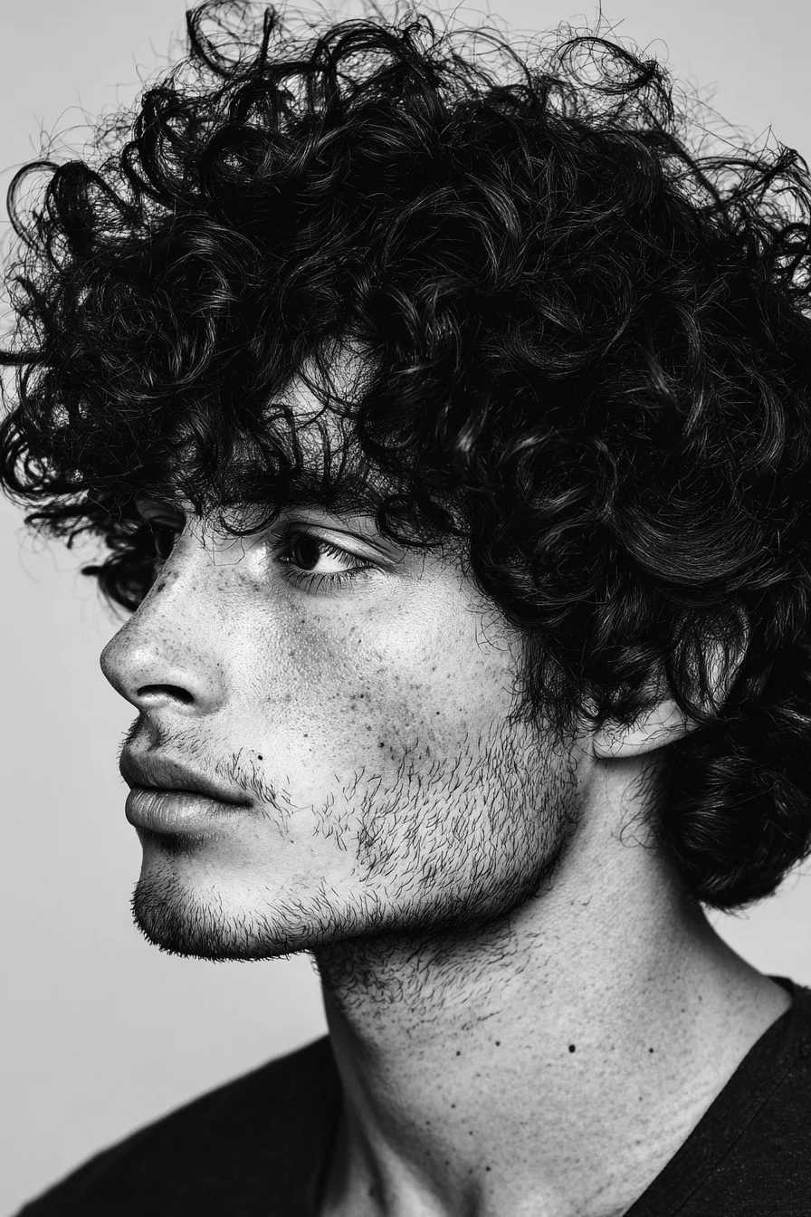 Textured Curly Fringe for Men — Natural Curls with Tapered Sides