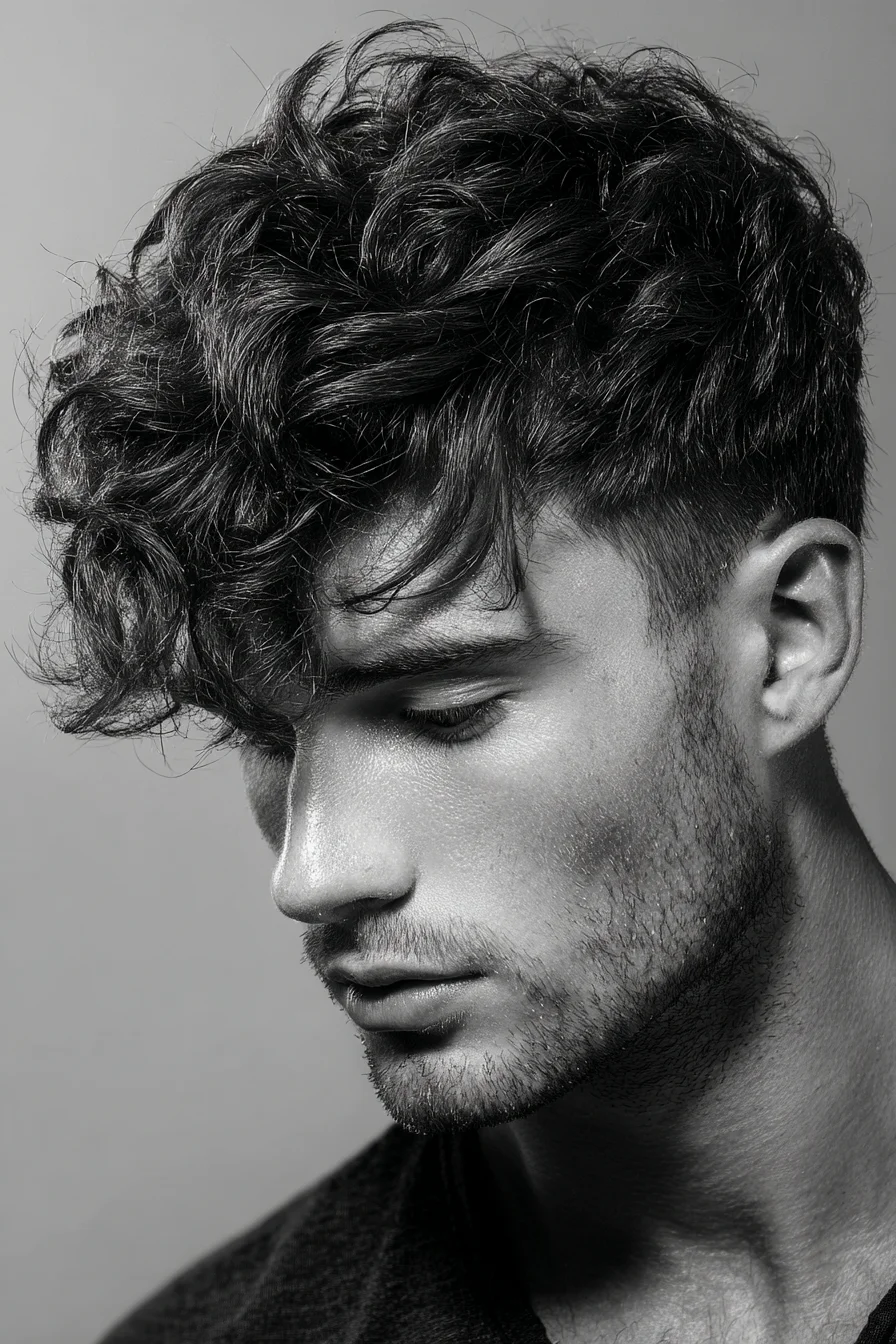 Textured Curly Fringe with Short Sides