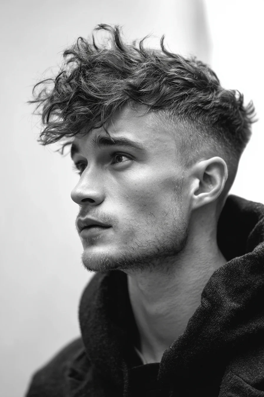 Textured Curly Top with High Fade — Modern Mens Cut