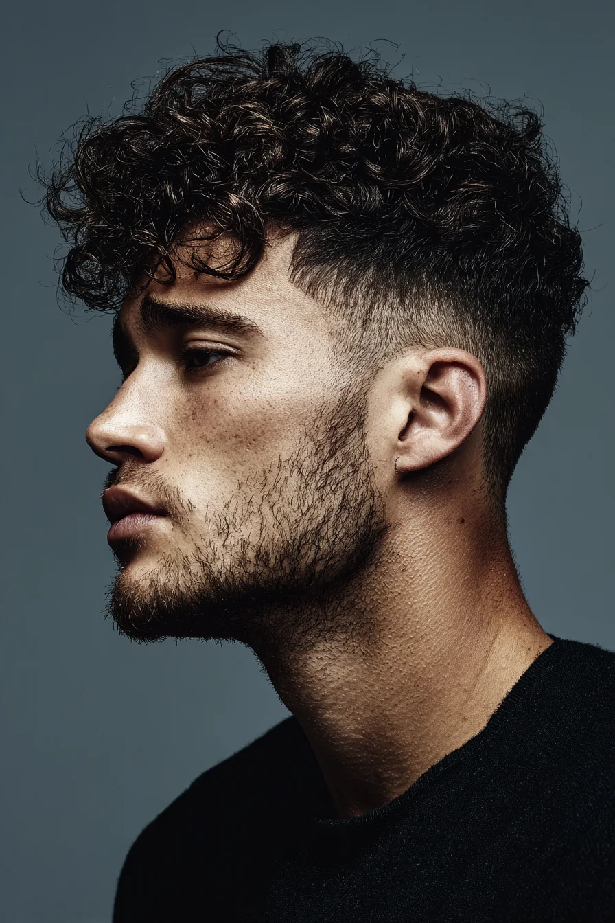 Textured Curly Top with High Skin Fade — Modern Men’s Short Sides Hairstyle