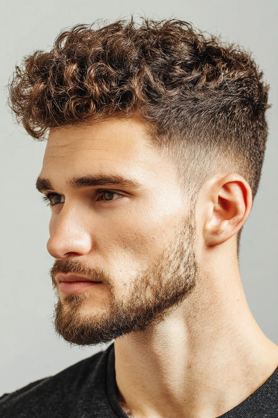Textured Curly Top with Low Fade — Modern Mens Curly Crop