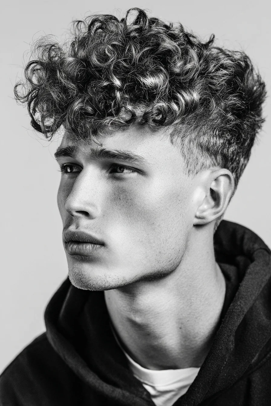 Textured Curly Top with Low Fade — Modern Mens Curly Hairstyle