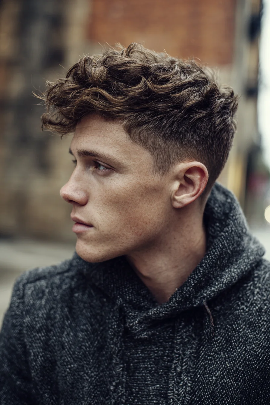 Textured Curly Top with Low Fade — Modern Mens Short Crop