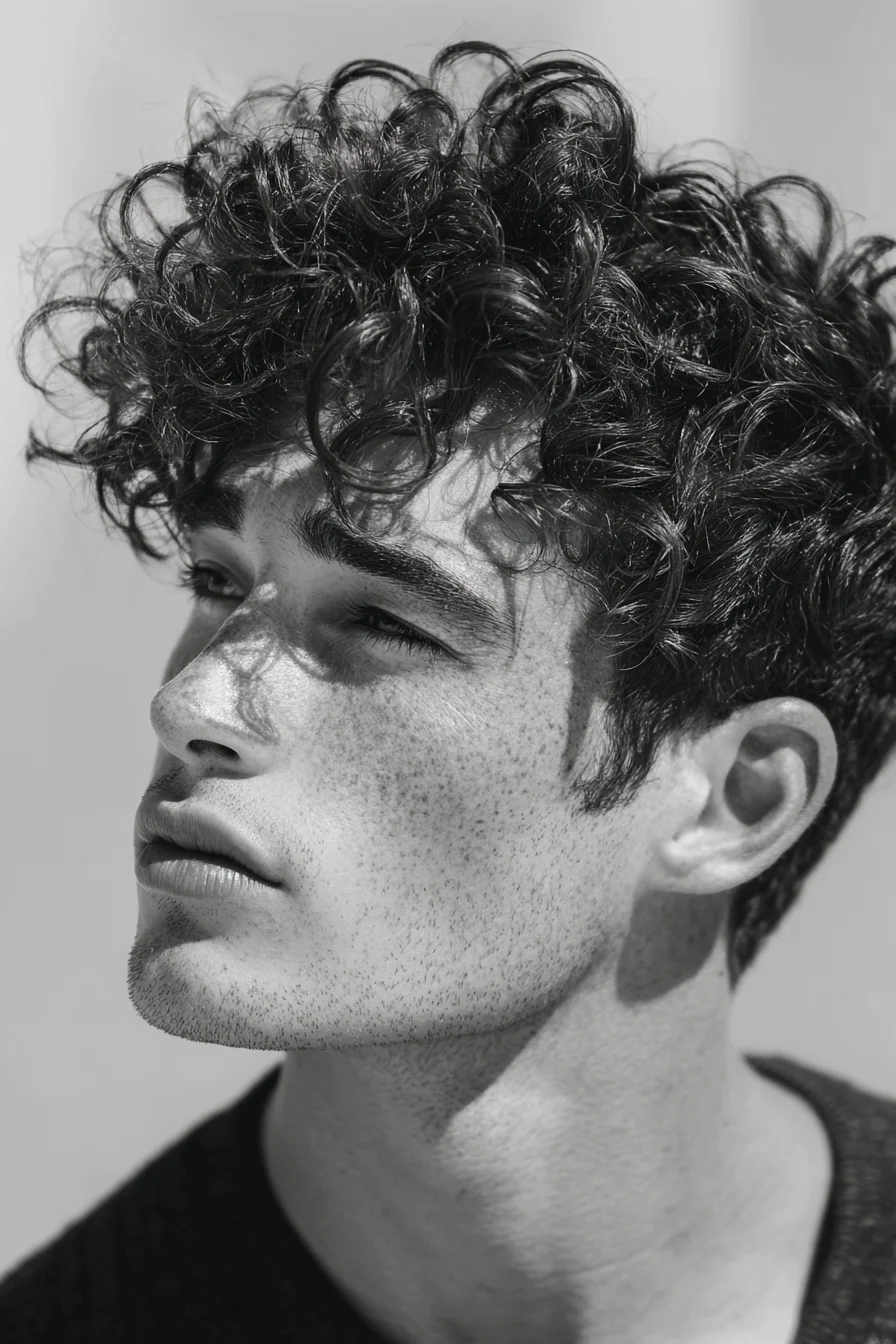 Textured Curly Top with Short Sides — Modern Mens Curly Crop